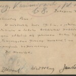 Zaproszenie dla Józefa Jedlicza na pierwsze Walne Zgromadzenie Towarzystwa Pisarzy Polskich, Zakopane, 11 III 1909, podpisani: Stefan Żeromski, Władysław Orkan, Jan Kasprowicz