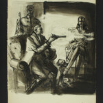 Władysław Vetesco , z teki 21 ilustracji do Popiołów Stefana Żeromskiego 1967, pap., tusz, gwasz